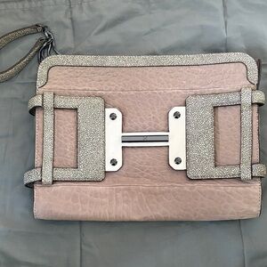 Halston Heritage Blush and Silver Clutch